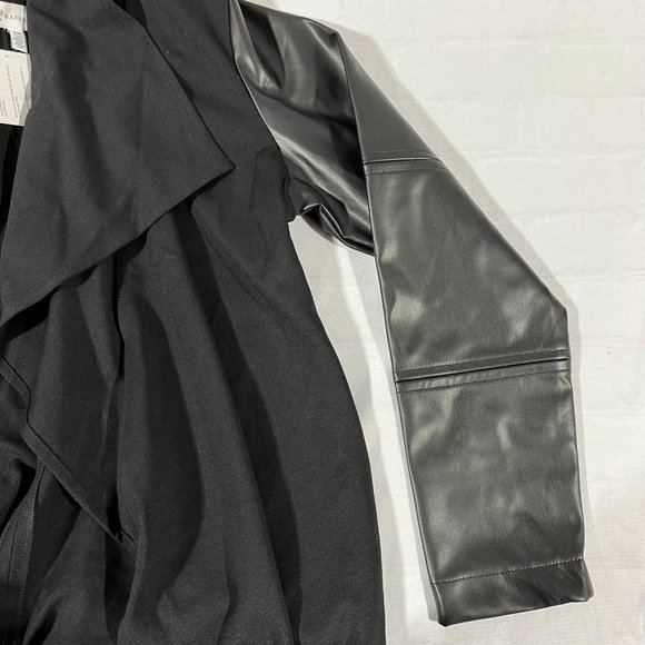 NWT Women's Rafaella Vegan Leather Ponte Draped Front Black Jacket, Large, Black - Picture 6 of 7